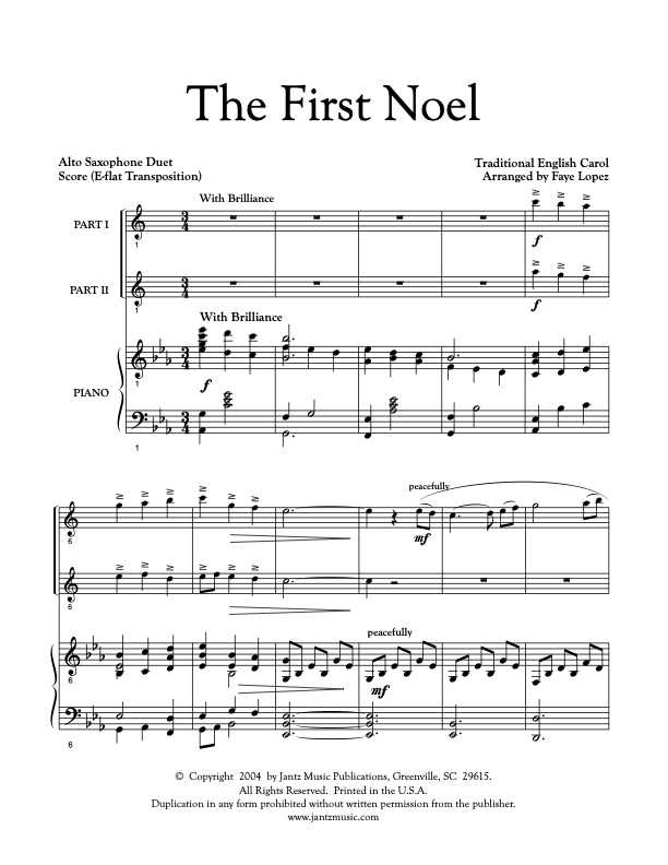The First Noel - Alto Saxophone Duet