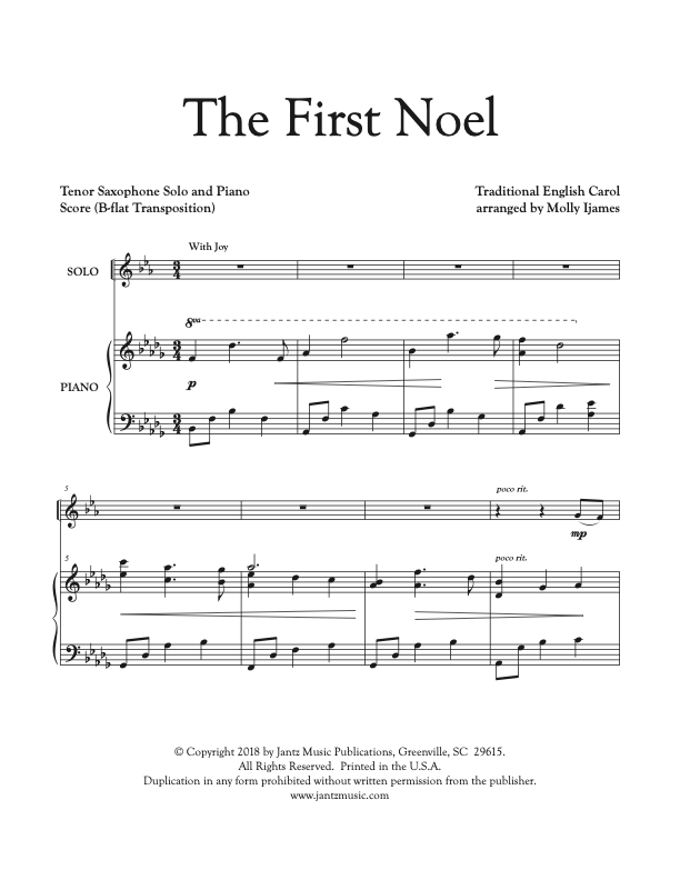 The First Noel - Tenor Saxophone Solo