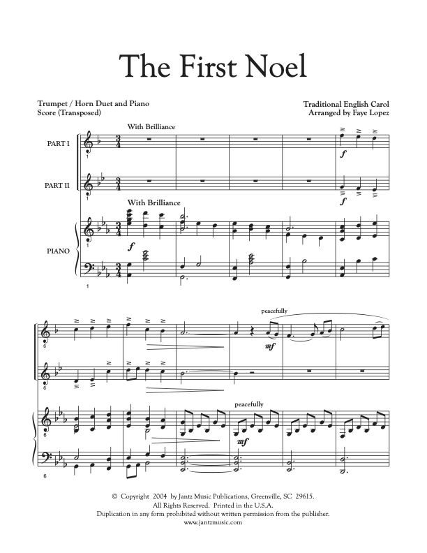 The First Noel - Trumpet/Horn Duet