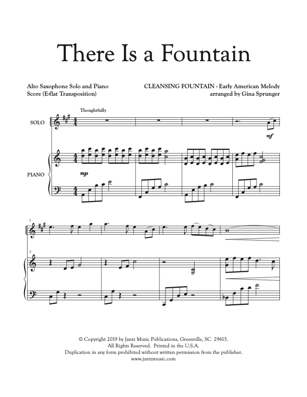 There Is a Fountain - Alto Saxophone Solo