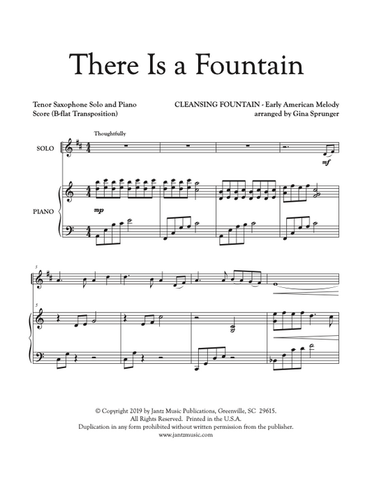 There Is a Fountain - Tenor Saxophone Solo