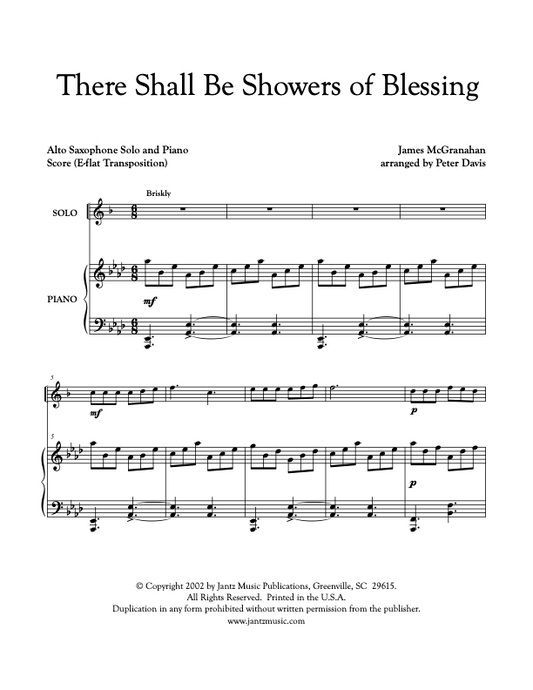 There Shall Be Showers of Blessings - Alto Saxophone Solo