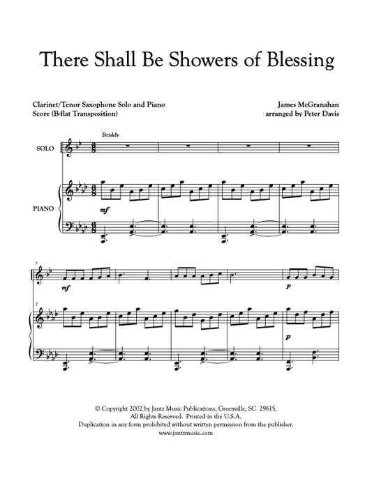There Shall Be Showers of Blessings - Clarinet Solo