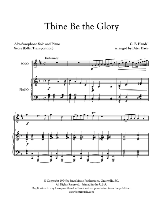 Thine Be the Glory - Alto Saxophone Solo