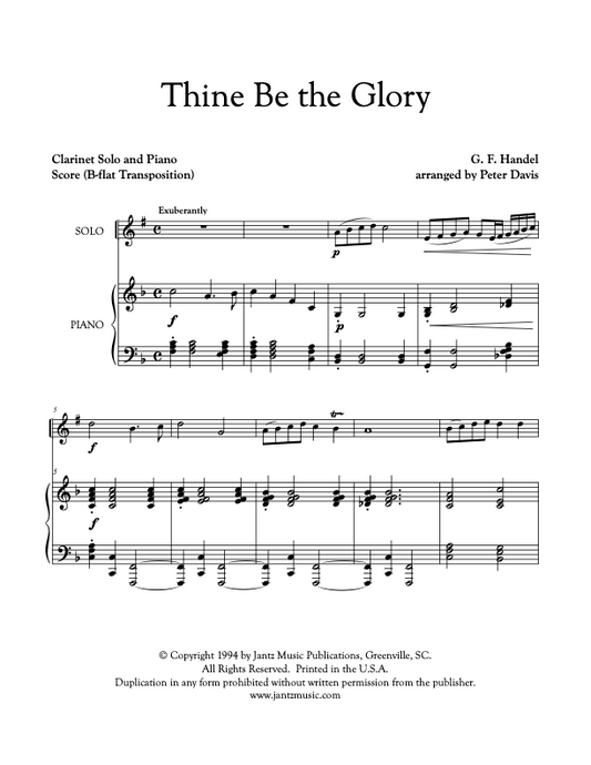 Thine Be the Glory - Clarinet Solo