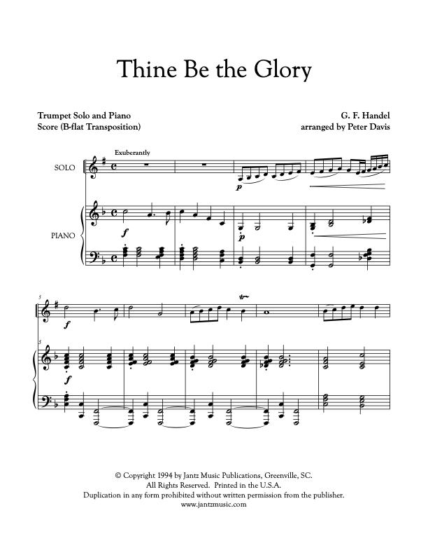 Thine Be the Glory - Trumpet Solo – Jantz Music Publications