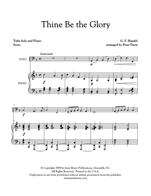 Thine Be the Glory - Tuba Solo