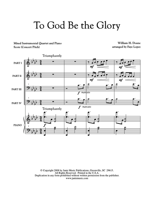 To God Be the Glory - Combined Set of Both Mixed Quartet Versions w/ piano