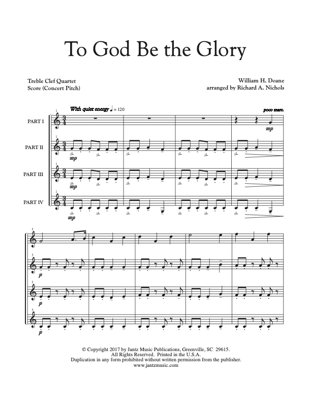 To God Be the Glory - Combined Set of Flute/Clarinet/Trumpet Quartets, unaccompanied