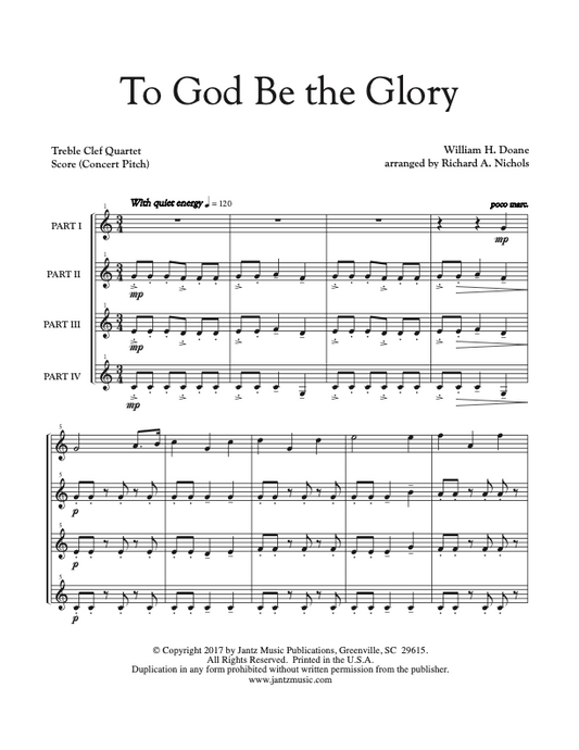 To God Be the Glory - Combined Set of Flute/Clarinet/Trumpet Quartets, unaccompanied
