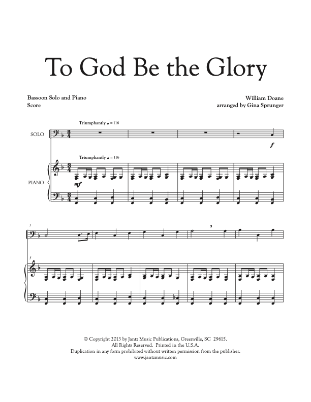 To God Be the Glory - Bassoon Solo