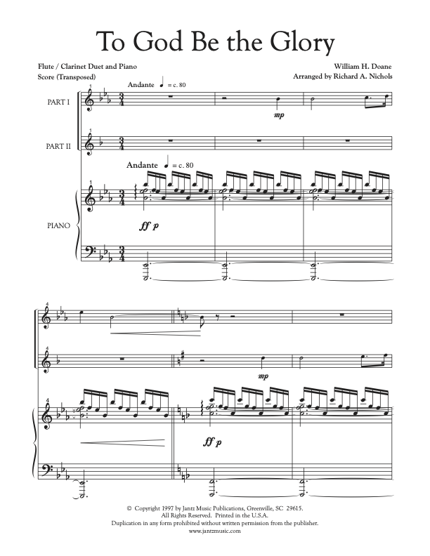 To God Be the Glory - Flute/Clarinet Duet