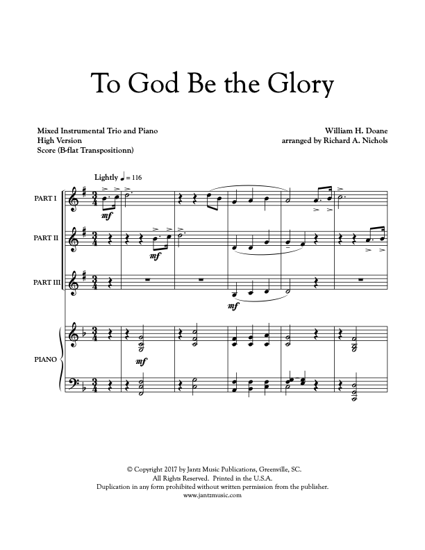 To God Be the Glory - Trumpet Trio