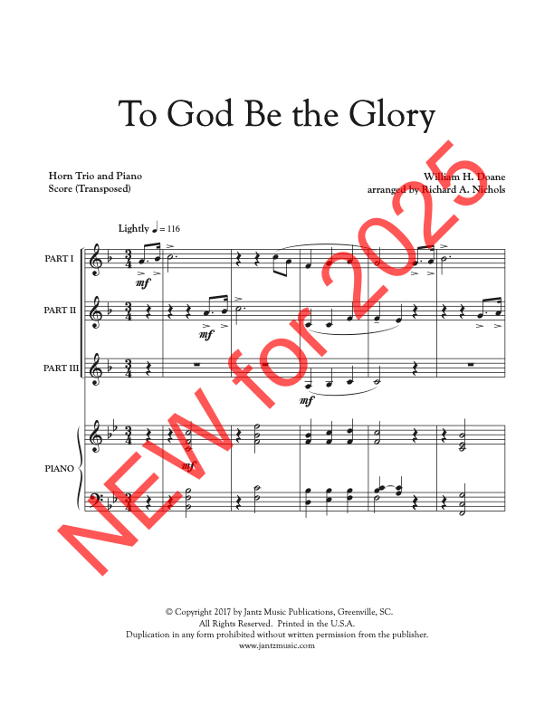 To God Be the Glory - Horn Trio