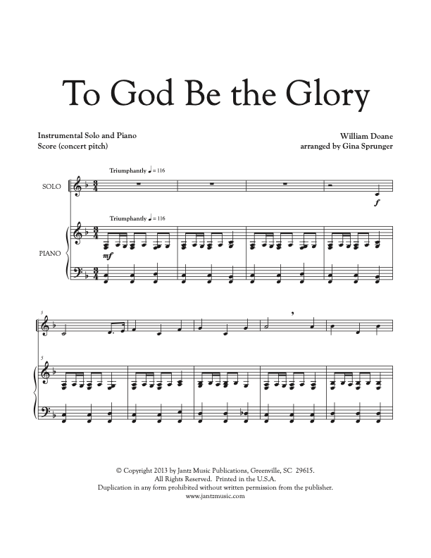 To God Be the Glory - Combined Set of All Solo Instrument Options