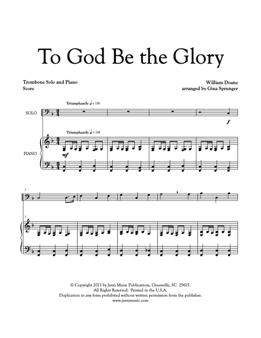 To God Be the Glory - Trombone Solo