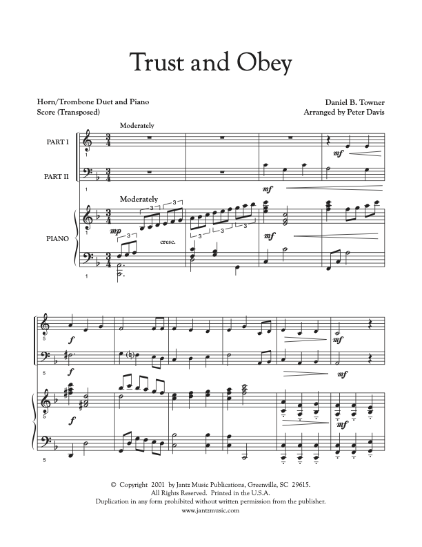 Trust and Obey - Horn/Trombone Duet