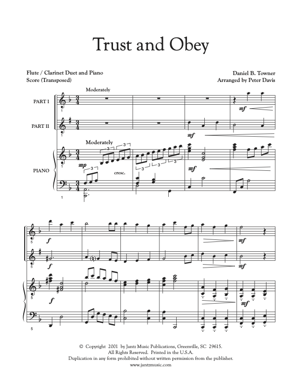 Trust and Obey - Flute/Clarinet Duet
