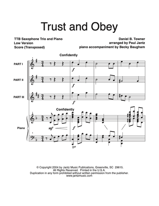 Trust and Obey - TTB Saxophone Trio