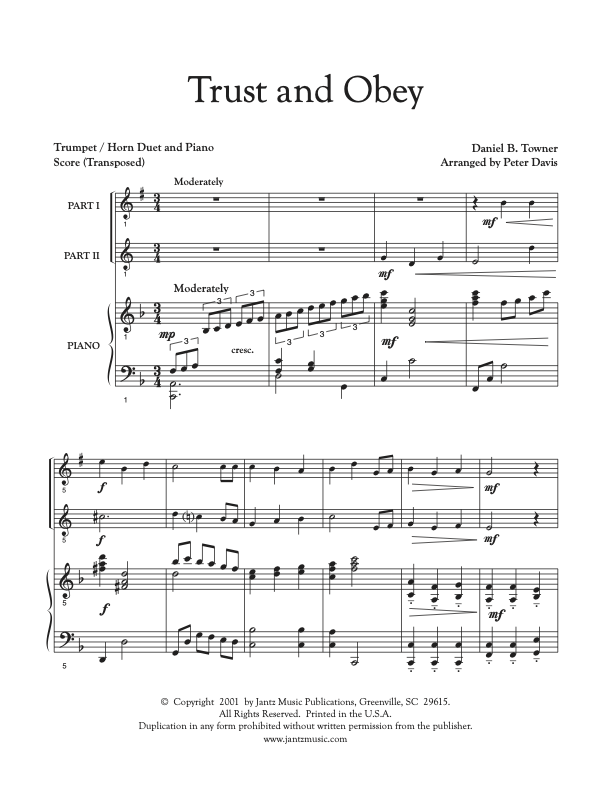 Trust and Obey - Trumpet/Horn Duet