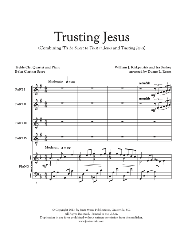 Trusting Jesus - Clarinet Quartet