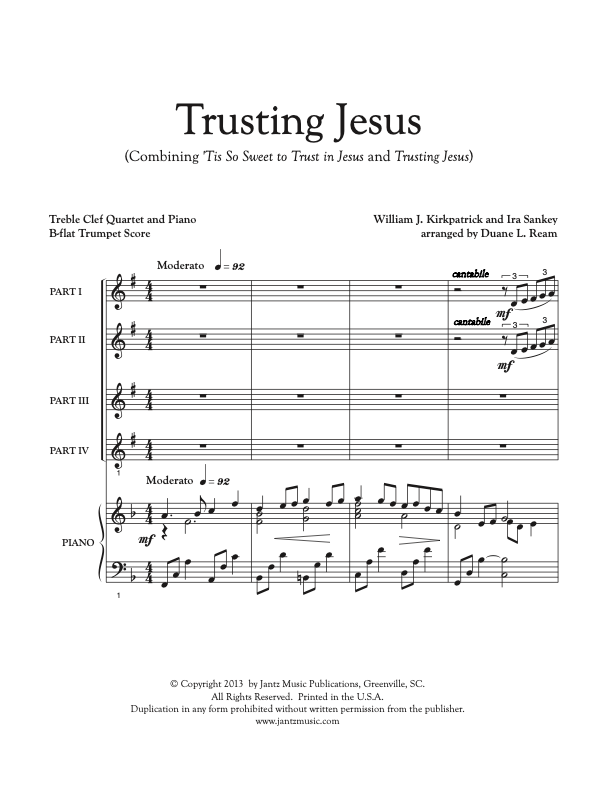 Trusting Jesus - Trumpet Quartet