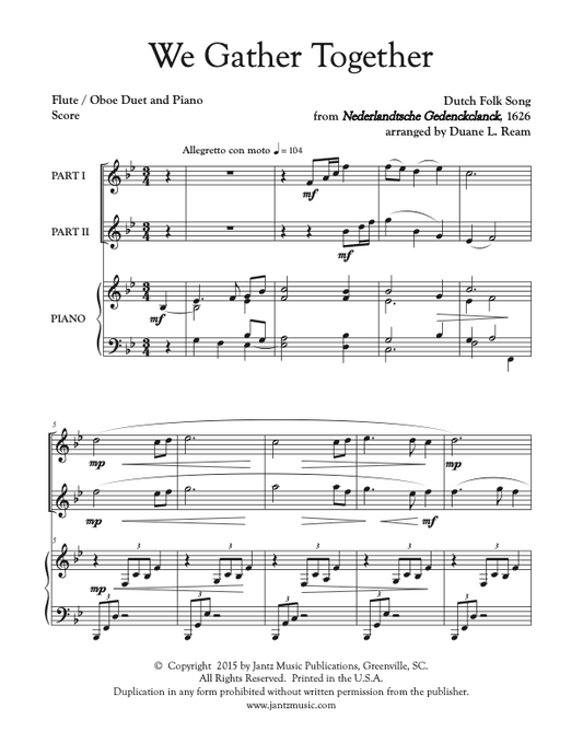 We Gather Together - Flute/Oboe Duet