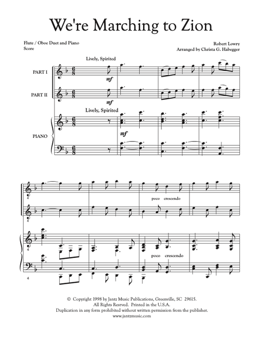 We're Marching to Zion - Flute/Oboe Duet