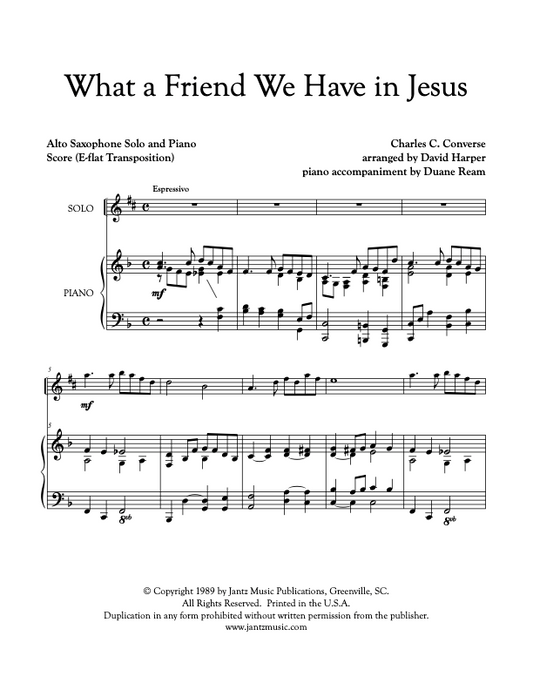 What a Friend We Have in Jesus - Alto Saxophone Solo