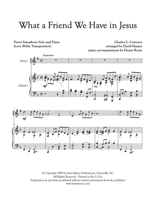 What a Friend We Have in Jesus - Tenor Saxophone Solo