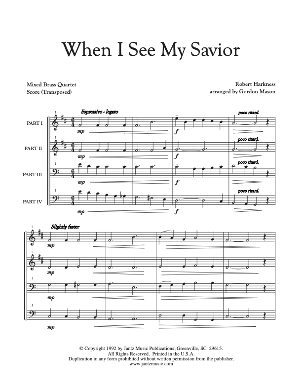 When I See My Savior - Mixed Brass Quartet