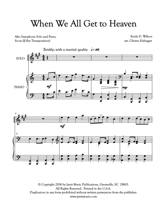 When We All Get to Heaven - Alto Saxophone Solo