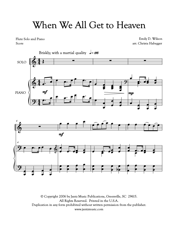When We All Get To Heaven Flute Solo Jantz Music Publications When we all get to heaven flute solo jantz music publications