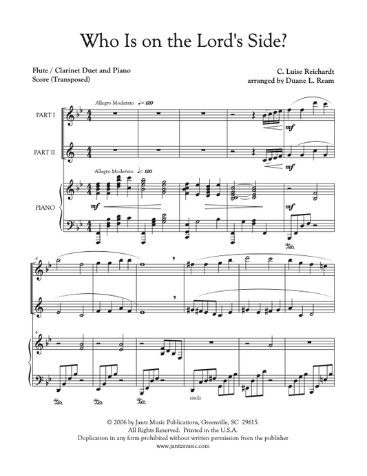 Who Is on the Lord's Side - Flute/Clarinet Duet
