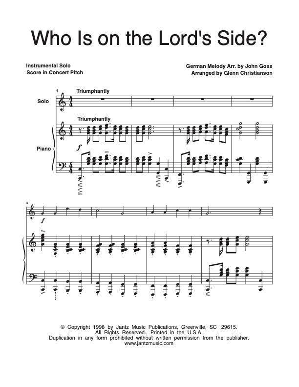 Who Is on the Lord's Side - Combined Set of All Solo Instrument Options