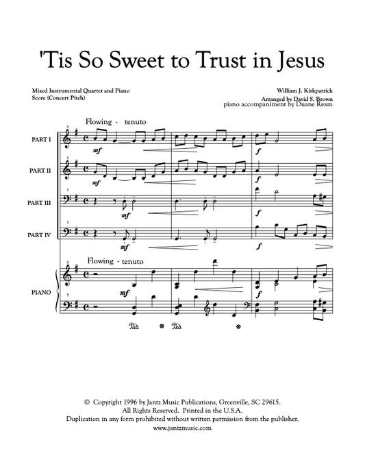 'Tis So Sweet to Trust in Jesus - Combined Set of Both Mixed Quartet Versions w/ piano